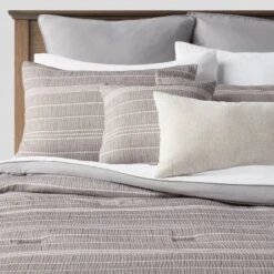 12pc Chambray Matelasse Stripe Comforter & Sheet Bedding Set Gray - Threshold™ -Laura Ashley Shop GUEST 0ccf3b00 29f5 443f 9e99 5d90374652ac