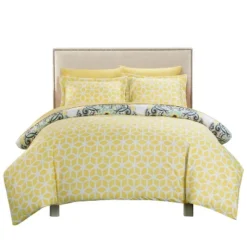 Ibiza Majorca Medallion Reversible 3 Piece Duvet Cover Set Yellow By Chic Home