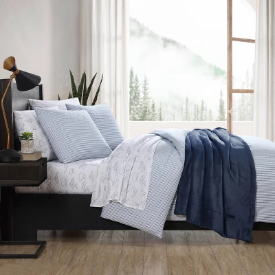 Eddie Bauer Ticking Stripe Duvet Set Navy Blue 2 Eddie Bauer Ticking Stripe Duvet Set Navy Blue - Image 2