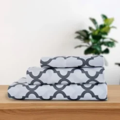 Microfiber Quatrefoil Bed Sheet Set - Lux Decor Collection