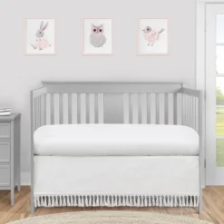 Sweet Jojo Designs Girl Baby Crib Bed Skirt Bohemian Collection Solid White