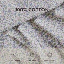 Laura Ashley Emogene 100% Cotton Percale- 2 Piece- Pillowcase Purple