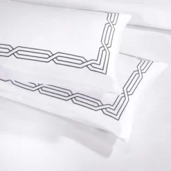 Luxury 1200 Thread Count Cotton Geometric Scroll Embroidered 3 Piece Duvet Cover Set By Blue Nile Mills -Laura Ashley Shop GUEST 49d38760 2d46 4822 8e23 a6011d429458