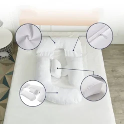 Cheer Collection U-Shaped Pregnancy Body Pillow - Customizable Full Body Support (White) -Laura Ashley Shop GUEST 4a0e853d 8871 433e b5ef 4d0156ad8466