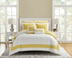 Chic Home Gibson Comforter Set Striped Hotel Collection Design Bed In A Bag Bedding - 9 Piece - Yellow -Laura Ashley Shop GUEST 5f25b147 8bd9 4ad7 a2db 571f0920c143