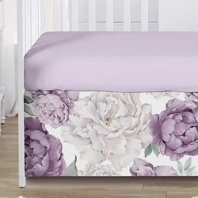 Sweet Jojo Designs Girl Baby Crib Bed Skirt Peony Floral Garden Purple And Ivory 2 Sweet Jojo Designs Girl Baby Crib Bed Skirt Peony Floral Garden Purple And Ivory - Image 2