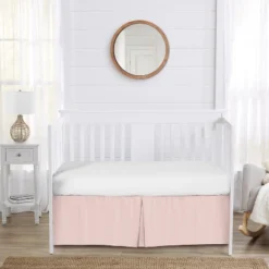 Sweet Jojo Designs Girl Baby Crib Bed Skirt Celestial Collection Solid Blush Pink