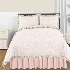 Sweet Jojo Designs Dust Ruffle Queen Bed Skirt Amelia Blush Pink