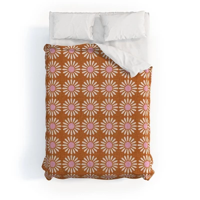 Retro Jumbo Daisy Schatzi Brown Duvet Cover Set Orange/White - Deny Designs 4 Retro Jumbo Daisy Schatzi Brown Duvet Cover Set Orange/White - Deny Designs - Image 4