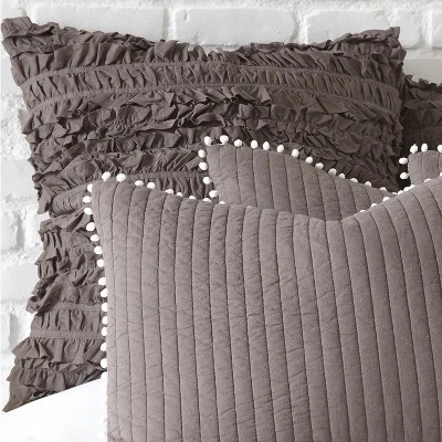 Pom Pom Slate Euro Sham - Levtex Home 1 Pom Pom Slate Euro Sham - Levtex Home
