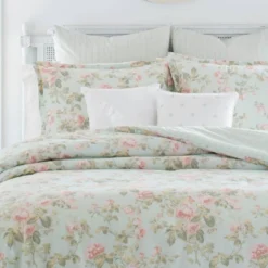 Laura Ashley Madelynn 100% Cotton Duvet Cover Bonus Set Blue