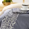 Classic Solid Embroidered 300-Thread Count Breathable And Ultra-Soft Cotton Modern Duvet Cover Set With Matching Pillowshams By Blue Nile Mills
