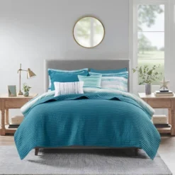 Gulches 8 Piece Printed Seersucker Comforter And Quilt Set Collection Aqua King/Cal King -Laura Ashley Shop GUEST feb7f25d 984e 43f2 a0e2 e883f09df9bb