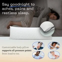 Coop Home Goods 20”x 54" Adjustable Memory Foam Body Pillow - GREENGUARD Gold Certified - Lulltra Washable Cover - White -Laura Ashley Shop GUEST ffc73a5d 0bad 4b2e 8089 69f38710c717